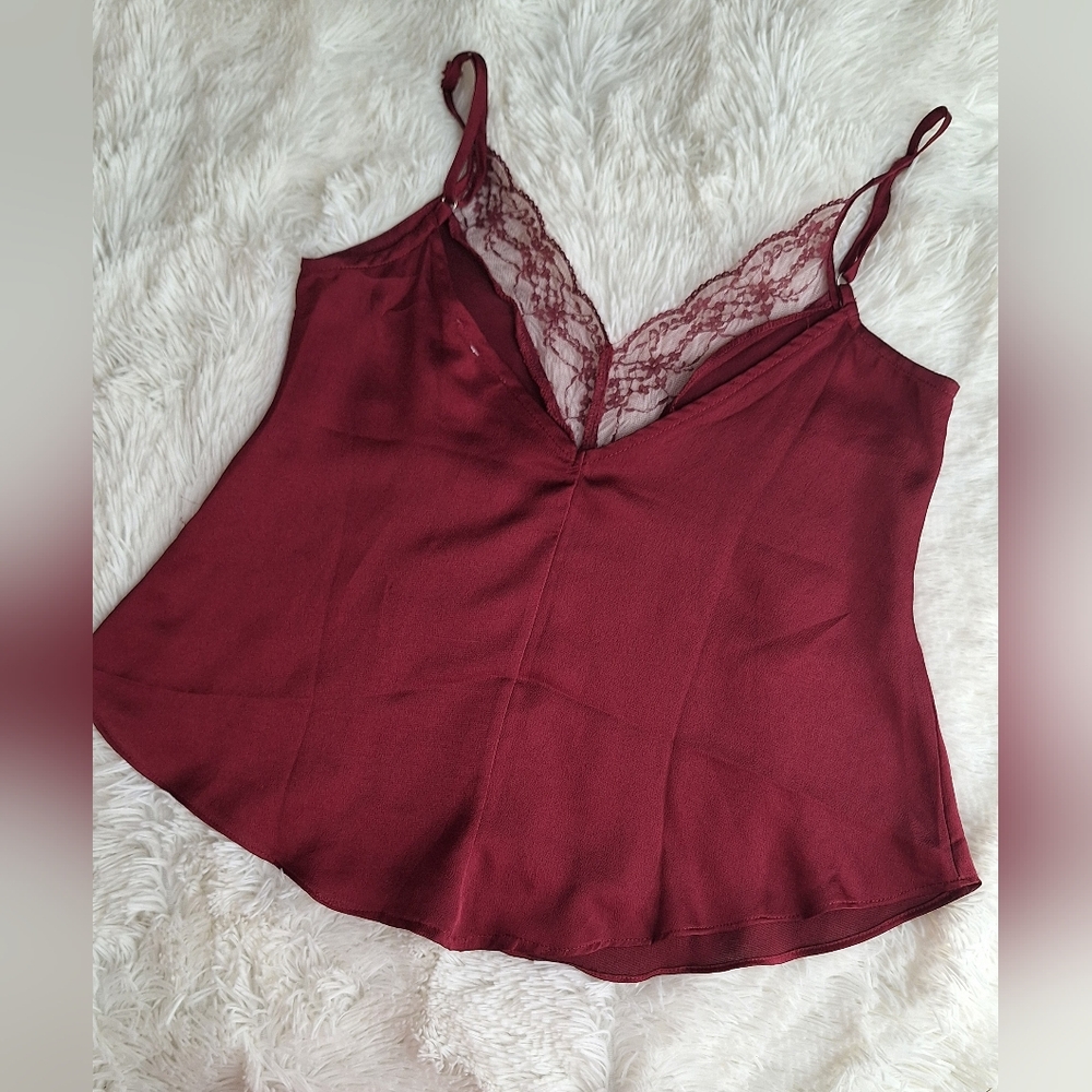 October Love Burgundy Lace Trim Cami Top